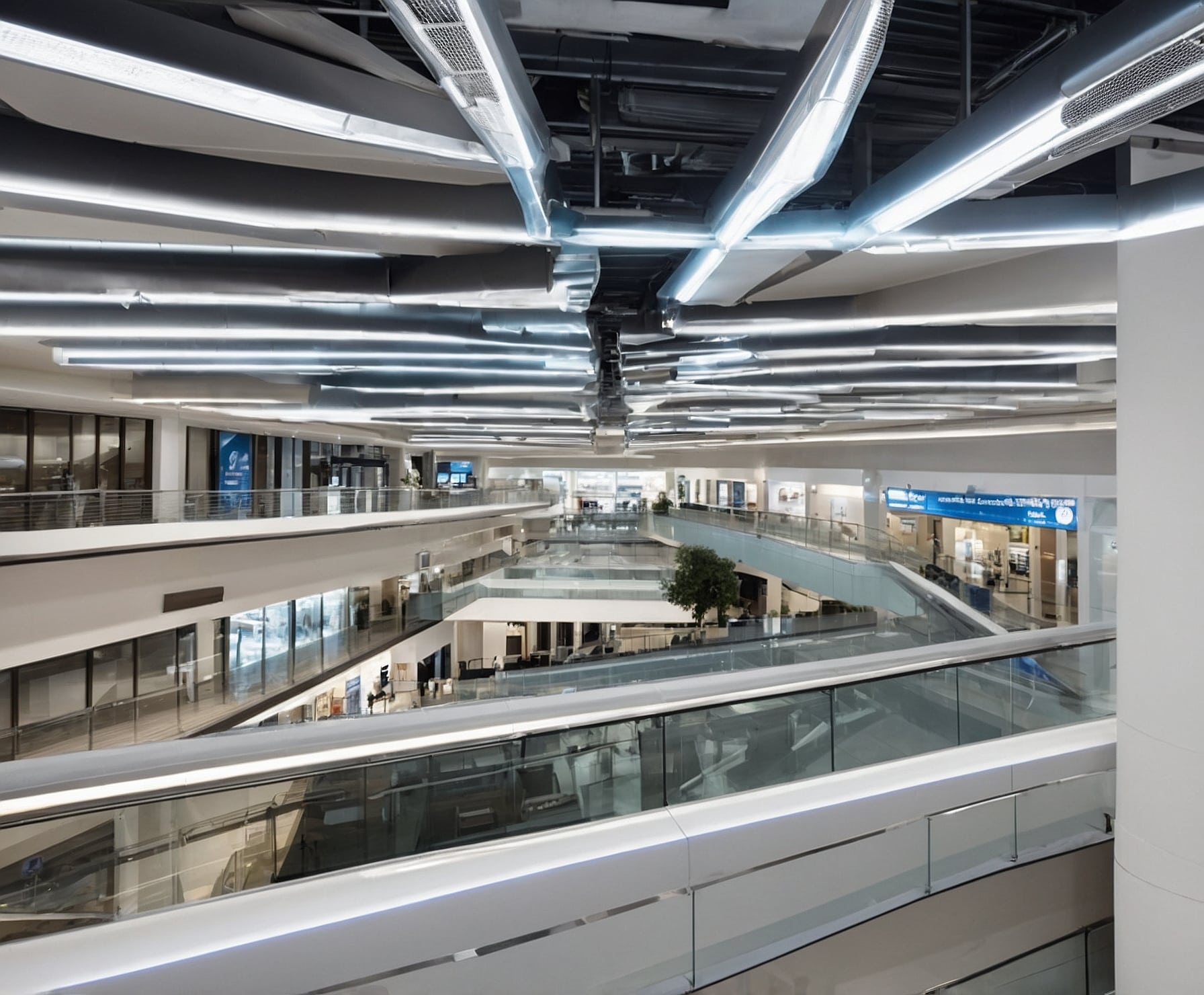 Sistema HVAC eficiente en centro comercial moderno